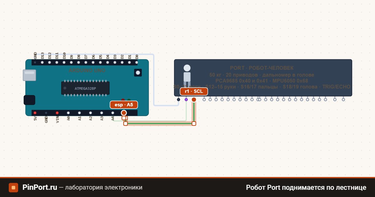 Схема подключения: Робот Port поднимается по лестнице (Arduino Uno)